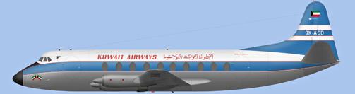 David Carter illustration of Kuwait Airways Viscount 9K-ACD